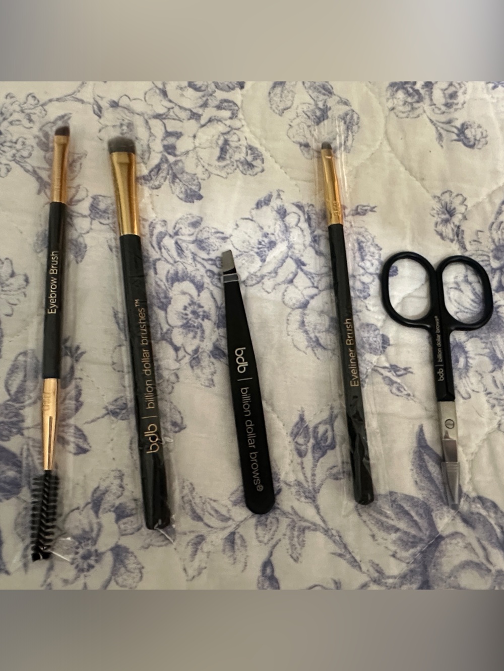 bdb (billion dollar brushes) Eye & Brow Tool Set - Black & Gold